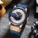 Ceas barbatesc fosforescent model Curren mecanism quartz albastru/auriu 48mm