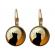 Cercei din bronz model pisica neagra multicolor 3 cm