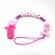 Lant pentru suzeta personalizabil din silicon cu clips model catelus roz culoare roz/mov 25 cm