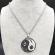 Pandantiv din inox model Yin si Yang - pene culoarea argintiu/negru 35mm