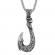 Pandantiv din inox model carlig de viking culoare argintiu 60 cm