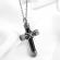 Pandantiv din inox model cruce culoare argintiu/negru 4 cm