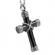 Pandantiv din inox model cruce culoare argintiu/negru 4 cm