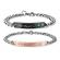 Set 2 bratari cuplu model His Beauty / Her Beast cu cristale negru / aur roz 23 cm