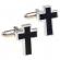 Butoni camasa model cruce argintiu/negru 2cm