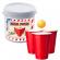 Joc de baut Beer Pong in stil American pentru petreceri 12 pahare cu 2 mingi si regulament