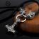 Pandantiv din inox model lup si ciocan de viking argintiu/negru 56cm