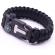 Bratara de supravietuire in aer liber, tip army, 5 in 1, paracord, busola , fluier, cutit, cremene, negru, 26 cm