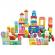 Cuburi de lemn educationale ecotoys 100 de piese ferma
