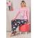 Pijama dama maneca lunga pantalo lung cu imprimeu Lama ,culoare roz inchis,marime L