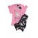 Pijama dama maneca lunga pantalo lung cu imprimeu Lama ,culoare roz inchis,marime XL