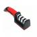 Dispozitiv profesional pentru ascutit cutite, din otel, inoxidabil cu 3 nivele si maner , 21 cm, negru/rosu