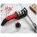 Dispozitiv profesional pentru ascutit cutite, din otel, inoxidabil cu 3 nivele si maner , 21 cm, negru/rosu