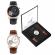 Ceas unisex a345, quartz, 2 bratari piele eco, cutie, 2 modele