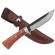 Cutit de vanatoare ideallstore®, adventure accuracy, otel damasc, 25 cm, maner lemn, maro, husa piele