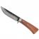 Cutit de vanatoare ideallstore®, adventure accuracy, otel damasc, 25 cm, maner lemn, maro, husa piele