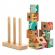 Puzzle din cuburi de lemn animale marine djeco 9 piese