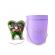 Tablou dinte de lemn cu licheni stabilizati cu 3 minirose criogenate 20x17cm, verde  inchis in  cutie cadou