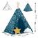 Cort de joaca pentru copii cu lumini si 2 pernite nukido 120 x 120 x 165 cm - bleumarin cu stelute 