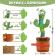Jucarie de plus Cactus care danseaza, canta, repeta, cu mod de inregistrare, cu lumini, reincarcabil, verde/maro, 35 cm, Vivo HS-359