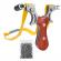 Prastie cu laser ideallstore®, sling queen, metalic, 11.5 cm, cu boloboc, maner lemn, maro, 100 bile 7 mm incluse