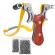 Prastie cu laser ideallstore®, sling queen, metalic, 11.5 cm, cu boloboc, maner lemn, maro, 200 bile 7 mm incluse