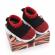 Mocasini tip adidas, negri cu model rosu cu talpa antiderapanta (marime