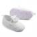 Pantofiori albi cu floricele brodate si fundita (marime disponibila: 9-12 luni
