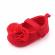 Pantofiori rosii cu floricele din tulle si bentita asortata (marime