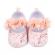 Pantofiori roz cu floricele imprimate (marime disponibila: 6-9 luni (marimea 19