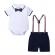 Costum elegant cu body alb tip polo (marime disponibila: 12-18 luni (marimea 21