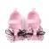 Pantofiori roz cu fundita neagra din tulle (marime disponibila: 6-9 luni
