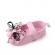 Pantofiori roz cu fundita neagra din tulle (marime disponibila: 6-9 luni
