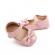 Pantofiori roz din lac cu margini dantelate (marime disponibila: 3-6 luni