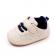 Pantofiori crem cu sireturi bleumarine pentru baietei (marime disponibila: 6-9