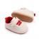 Pantofiori crem cu sireturi rosii pentru baietei (marime disponibila: 3-6 luni