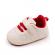 Pantofiori crem cu sireturi rosii pentru baietei (marime disponibila: 3-6 luni