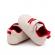Pantofiori crem cu sireturi rosii pentru baietei (marime disponibila: 3-6 luni