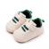 Pantofiori crem cu sireturi verzi pentru baietei (marime disponibila: 3-6 luni