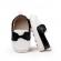 Pantofiori albi cu negru tip mocasini (marime disponibila: 3-6 luni (marimea 18