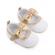 Pantofiori albi cu insertie aurie (marime disponibila: 3-6 luni (marimea 18