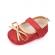 Pantofiori bebelusi rosii cu sclipici si fundita aurie (marime disponibila: 3-6