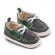 Pantofiori din blugi gri petrol cu insertii verzi (marime disponibila: 6-9 luni