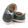 Pantofiori din blugi gri petrol cu insertii verzi (marime disponibila: 6-9 luni
