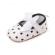 Pantofiori eleganti albi cu inimioare negre (marime disponibila: 3-6 luni