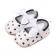 Pantofiori eleganti albi cu inimioare negre (marime disponibila: 3-6 luni