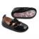 Pantofiori eleganti negrii cu trandafirasi roz (marime disponibila: 6-9 luni
