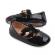 Pantofiori eleganti negrii cu trandafirasi roz (marime disponibila: 6-9 luni