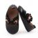 Pantofiori eleganti negrii cu trandafirasi roz (marime disponibila: 6-9 luni
