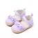 Pantofiori lila cu volanase si detalii florale (marime disponibila: 9-12 luni